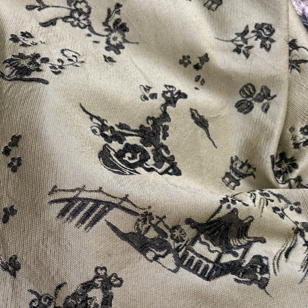 Rimless Black and Olive Floral Designer Dress, Size S - Picture 8 of 8
